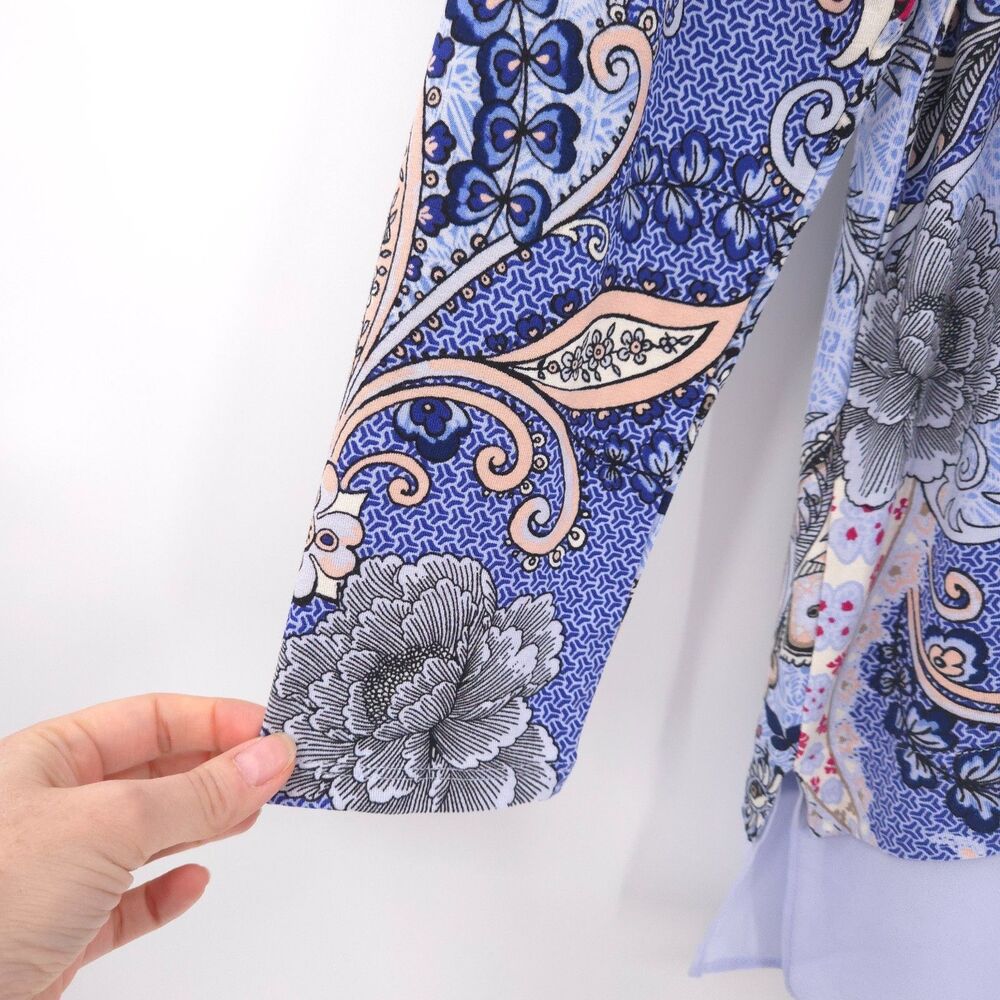 Chico's paisley tunic top Size 1 (M) purple stretch knit‎ long sleeve - Picture 3 of 8